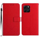 For Honor X6a Rhombic Grid Texture Leather Phone Case(Red) - 1