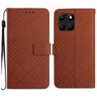 For Honor X6a Rhombic Grid Texture Leather Phone Case(Brown) - 1