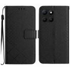 For Honor X6a Rhombic Grid Texture Leather Phone Case(Black) - 1