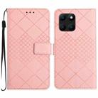 For Honor X6a Rhombic Grid Texture Leather Phone Case(Pink) - 1
