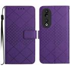 For Honor 90 Rhombic Grid Texture Leather Phone Case(Purple) - 1