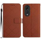 For Honor 90 Rhombic Grid Texture Leather Phone Case(Brown) - 1