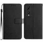For Honor 90 Rhombic Grid Texture Leather Phone Case(Black) - 1