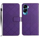 For Honor 90 Lite Rhombic Grid Texture Leather Phone Case(Purple) - 1