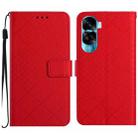 For Honor 90 Lite Rhombic Grid Texture Leather Phone Case(Red) - 1