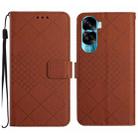 For Honor 90 Lite Rhombic Grid Texture Leather Phone Case(Brown) - 1