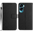 For Honor 90 Lite Rhombic Grid Texture Leather Phone Case(Black) - 1