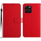 For Honor X8b Rhombic Grid Texture Leather Phone Case(Red) - 1