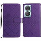 For Honor 90 Smart Rhombic Grid Texture Leather Phone Case(Purple) - 1