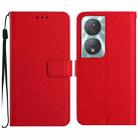 For Honor 90 Smart Rhombic Grid Texture Leather Phone Case(Red) - 1
