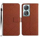 For Honor 90 Smart Rhombic Grid Texture Leather Phone Case(Brown) - 1