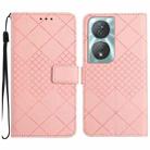 For Honor 90 Smart Rhombic Grid Texture Leather Phone Case(Pink) - 1