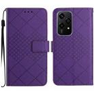 For Honor 200 Lite Global Rhombic Grid Texture Leather Phone Case(Purple) - 1