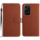 For Honor 200 Lite Global Rhombic Grid Texture Leather Phone Case(Brown) - 1