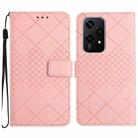 For Honor 200 Lite Global Rhombic Grid Texture Leather Phone Case(Pink) - 1