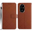 For Honor 200 5G Global Rhombic Grid Texture Leather Phone Case(Brown) - 1