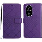 For Honor 200 Pro 5G Global Rhombic Grid Texture Leather Phone Case(Purple) - 1