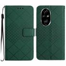 For Honor 200 Pro 5G Global Rhombic Grid Texture Leather Phone Case(Green) - 1