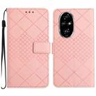 For Honor 200 Pro 5G Global Rhombic Grid Texture Leather Phone Case(Pink) - 1