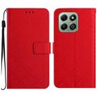 For Honor X6b Rhombic Grid Texture Leather Phone Case(Red) - 1