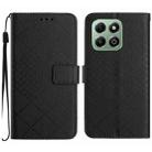 For Honor X6b Rhombic Grid Texture Leather Phone Case(Black) - 1