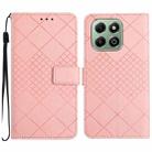 For Honor X6b Rhombic Grid Texture Leather Phone Case(Pink) - 1