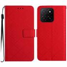 For Honor X5b 4G / X5b Plus 4G Rhombic Grid Texture Leather Phone Case(Red) - 1