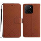 For Honor X5b 4G / X5b Plus 4G Rhombic Grid Texture Leather Phone Case(Brown) - 1