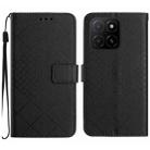 For Honor X5b 4G / X5b Plus 4G Rhombic Grid Texture Leather Phone Case(Black) - 1