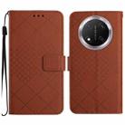 For Honor X9c Rhombic Grid Texture Leather Phone Case(Brown) - 1