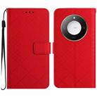 For Honor X9c Smart Rhombic Grid Texture Leather Phone Case(Red) - 1