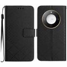 For Honor X9c Smart Rhombic Grid Texture Leather Phone Case(Black) - 1