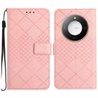 For Honor X9c Smart Rhombic Grid Texture Leather Phone Case(Pink) - 1