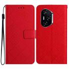 For Honor 400 Pro Global 160.8mm Rhombic Grid Texture Leather Phone Case(Red) - 1