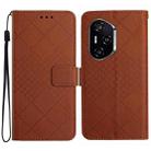 For Honor 400 Pro Global 160.8mm Rhombic Grid Texture Leather Phone Case(Brown) - 1