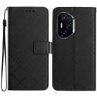 For Honor 400 Pro Global 160.8mm Rhombic Grid Texture Leather Phone Case(Black) - 1