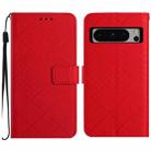 For Google Pixel 8 Pro Rhombic Grid Texture Leather Phone Case(Red) - 1