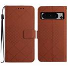For Google Pixel 8 Pro Rhombic Grid Texture Leather Phone Case(Brown) - 1