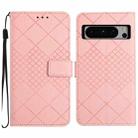 For Google Pixel 8 Pro Rhombic Grid Texture Leather Phone Case(Pink) - 1