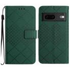 For Google Pixel 7a Rhombic Grid Texture Leather Phone Case(Green) - 1