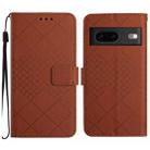 For Google Pixel 7a Rhombic Grid Texture Leather Phone Case(Brown) - 1