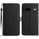 For Google Pixel 7a Rhombic Grid Texture Leather Phone Case(Black) - 1