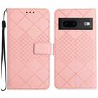For Google Pixel 7a Rhombic Grid Texture Leather Phone Case(Pink) - 1