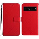 For Google Pixel 7 Pro Rhombic Grid Texture Leather Phone Case(Red) - 1