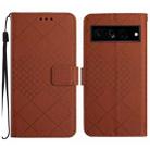 For Google Pixel 7 Pro Rhombic Grid Texture Leather Phone Case(Brown) - 1