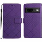 For Google Pixel 7 Rhombic Grid Texture Leather Phone Case(Purple) - 1