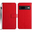 For Google Pixel 7 Rhombic Grid Texture Leather Phone Case(Red) - 1