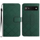 For Google Pixel 6a Rhombic Grid Texture Leather Phone Case(Green) - 1