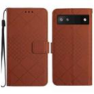 For Google Pixel 6a Rhombic Grid Texture Leather Phone Case(Brown) - 1