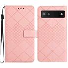 For Google Pixel 6a Rhombic Grid Texture Leather Phone Case(Pink) - 1